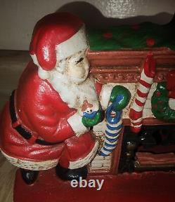 Vintage Midwest Importers Cast Iron Santa Fireplace Christmas Light Doorstop