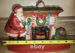 Vintage Midwest Importers Cast Iron Santa Fireplace Christmas Light Doorstop