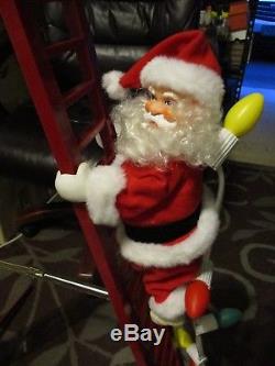Vintage Mr. Christmas 1994 Stepping Santa Climbing Ladder with Lights & Carols