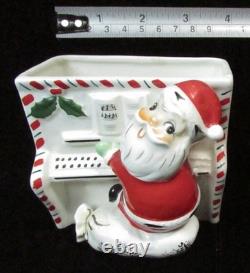 Vintage NAPCO Japan Ceramic Christmas SANTA CLAUS PLAYING PIANO PLANTER Xmas