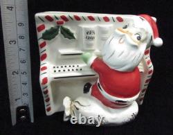 Vintage NAPCO Japan Ceramic Christmas SANTA CLAUS PLAYING PIANO PLANTER Xmas