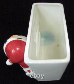 Vintage NAPCO Japan Ceramic Christmas SANTA CLAUS PLAYING PIANO PLANTER Xmas