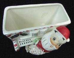 Vintage NAPCO Japan Ceramic Christmas SANTA CLAUS PLAYING PIANO PLANTER Xmas