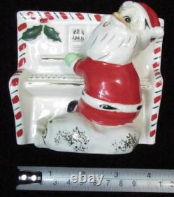 Vintage NAPCO Japan Ceramic Christmas SANTA CLAUS PLAYING PIANO PLANTER Xmas
