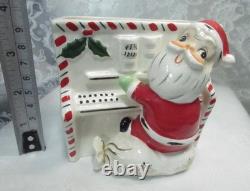 Vintage NAPCO Japan Ceramic Christmas SANTA CLAUS PLAYING PIANO PLANTER Xmas
