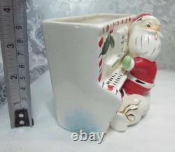 Vintage NAPCO Japan Ceramic Christmas SANTA CLAUS PLAYING PIANO PLANTER Xmas