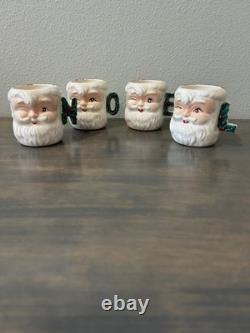 Vintage NOEL Winking Santa Christmas Mugs Set of 4 Commodore Japan