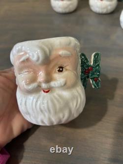 Vintage NOEL Winking Santa Christmas Mugs Set of 4 Commodore Japan