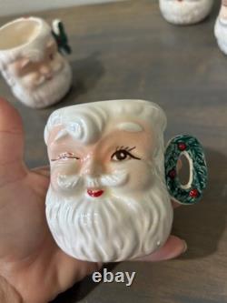 Vintage NOEL Winking Santa Christmas Mugs Set of 4 Commodore Japan