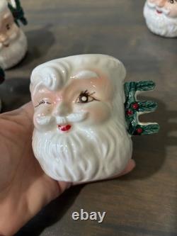Vintage NOEL Winking Santa Christmas Mugs Set of 4 Commodore Japan