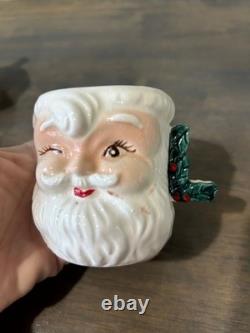 Vintage NOEL Winking Santa Christmas Mugs Set of 4 Commodore Japan