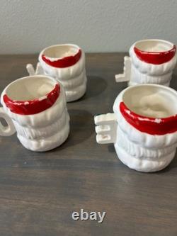 Vintage NOEL Winking Santa Christmas Mugs Set of 4 Commodore Japan