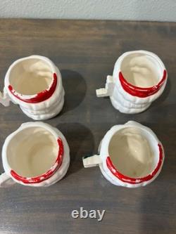 Vintage NOEL Winking Santa Christmas Mugs Set of 4 Commodore Japan