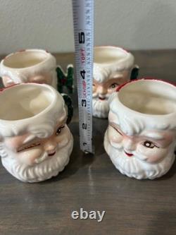 Vintage NOEL Winking Santa Christmas Mugs Set of 4 Commodore Japan