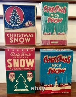 Vintage NOS Christmas Mica Snow Flakes Original Boxes Unopened Unused Lot of 4