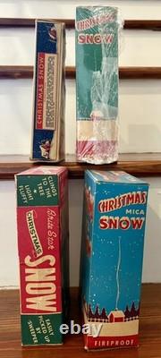 Vintage NOS Christmas Mica Snow Flakes Original Boxes Unopened Unused Lot of 4