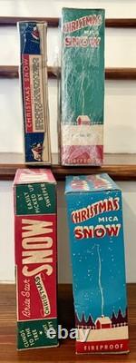 Vintage NOS Christmas Mica Snow Flakes Original Boxes Unopened Unused Lot of 4
