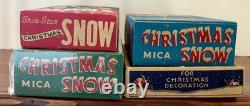 Vintage NOS Christmas Mica Snow Flakes Original Boxes Unopened Unused Lot of 4