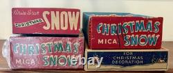Vintage NOS Christmas Mica Snow Flakes Original Boxes Unopened Unused Lot of 4
