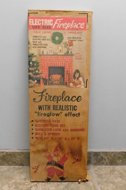 Vintage Nos Toymaster Christmas Electric Life Size Fireplace & Mantle Piece #c83