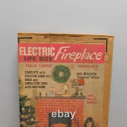 Vintage NOS Toymaster Christmas Electric Life Size Fireplace & Mantle Piece #C83