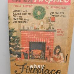 Vintage NOS Toymaster Christmas Electric Life Size Fireplace & Mantle Piece #C83