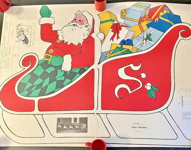 Vintage Neely Hall Christmas Santa & Sleigh Craft Pattern No 1298 Sheet 1 And 2