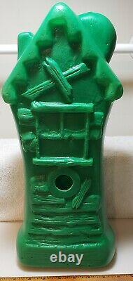 Vintage Old Green Haunted House Halloween Blow Mold Plastic NO Cord Light AS IS