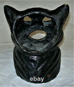 Vintage Original Black Cat On Fence Paper Mache Halloween Lantern