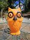Vintage Owl Blow Mold 1960s 70s 13.5 Orange Halloween Decor Needs Cord As Is