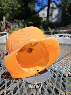 Vintage Owl Blow Mold 1960s 70s 13.5 Orange Halloween Decor Needs Cord As Is