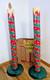 Vintage Pair Poloron Giant Tin Litho Holiday Candles- For Parts Or Repair In Box