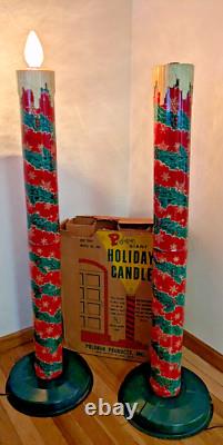 Vintage Pair Poloron Giant Tin Litho Holiday Candles- For Parts or Repair In Box Vintage Pair Poloron Giant Tin Litho Holiday Candles- For Parts or Repair In Box