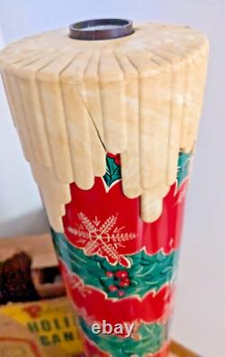 Vintage Pair Poloron Giant Tin Litho Holiday Candles- For Parts or Repair In Box Vintage Pair Poloron Giant Tin Litho Holiday Candles- For Parts or Repair In Box