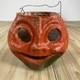 Vintage Paper Mache Halloween Jack O Lantern Orange Green 1920's 1930's