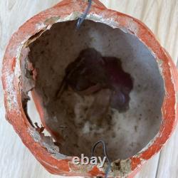 Vintage Paper Mache Halloween Jack O Lantern Orange Green 1920's 1930's