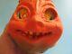 Vintage Paper Mache Halloween Pumpkin Mean Face Medium Size Or Mini