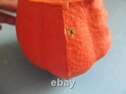 Vintage Paper Mache Halloween Pumpkin Mean Face Medium Size Or Mini