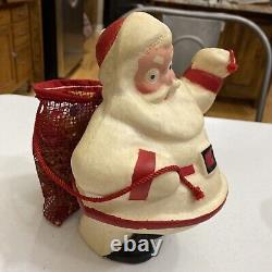 Vintage Paper Mache Santa Claus Shiny Brites Bag Harry And David LG Excellent