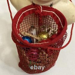 Vintage Paper Mache Santa Claus Shiny Brites Bag Harry And David LG Excellent