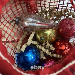 Vintage Paper Mache Santa Claus Shiny Brites Bag Harry And David LG Excellent