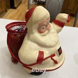 Vintage Paper Mache Santa Claus Shiny Brites Bag Harry And David LG Excellent