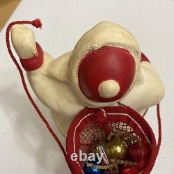 Vintage Paper Mache Santa Claus Shiny Brites Bag Harry And David LG Excellent