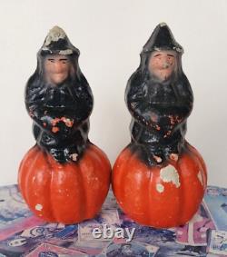 Vintage Paper Mache Witches Top of the Pumpkin