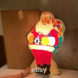 Vintage Paramount Plastic Lighted Wall Mount Santa with Bag and Original Box