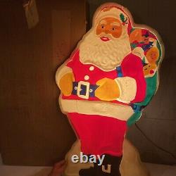 Vintage Paramount Plastic Lighted Wall Mount Santa with Bag and Original Box