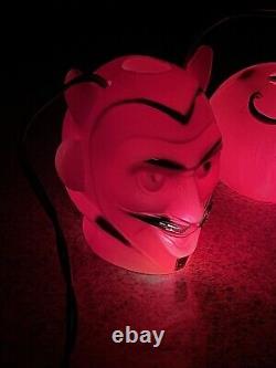 Vintage Peerless Lite Halloween Red Devil Face Blow Mold Light String Strand Set