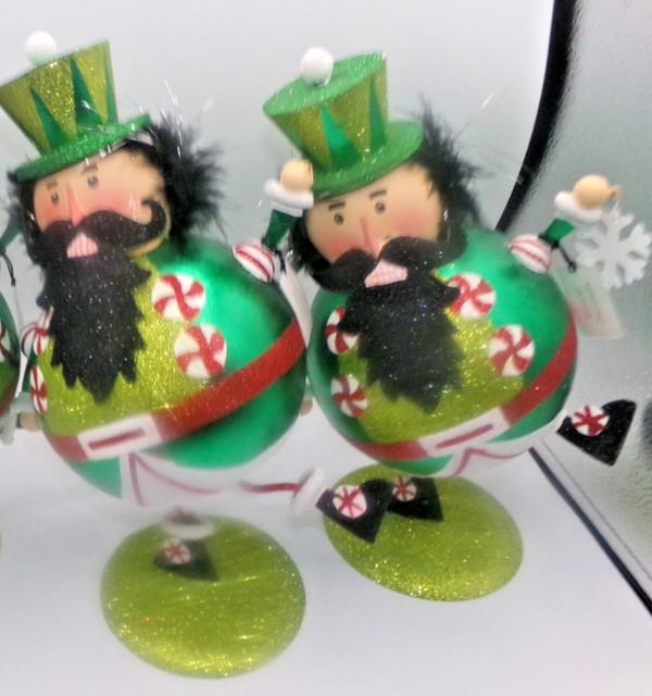 Vintage Pier 1 One Lot 2 Glitter Figurines Christmas Dancing Men Decor Snowflake