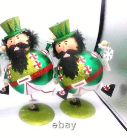 Vintage Pier 1 One LOT 2 Glitter Figurines Christmas Dancing Men Decor Snowflake Vintage Pier 1 One LOT 2 Glitter Figurines Christmas Dancing Men Decor Snowflake