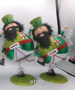 Vintage Pier 1 One LOT 2 Glitter Figurines Christmas Dancing Men Decor Snowflake Vintage Pier 1 One LOT 2 Glitter Figurines Christmas Dancing Men Decor Snowflake